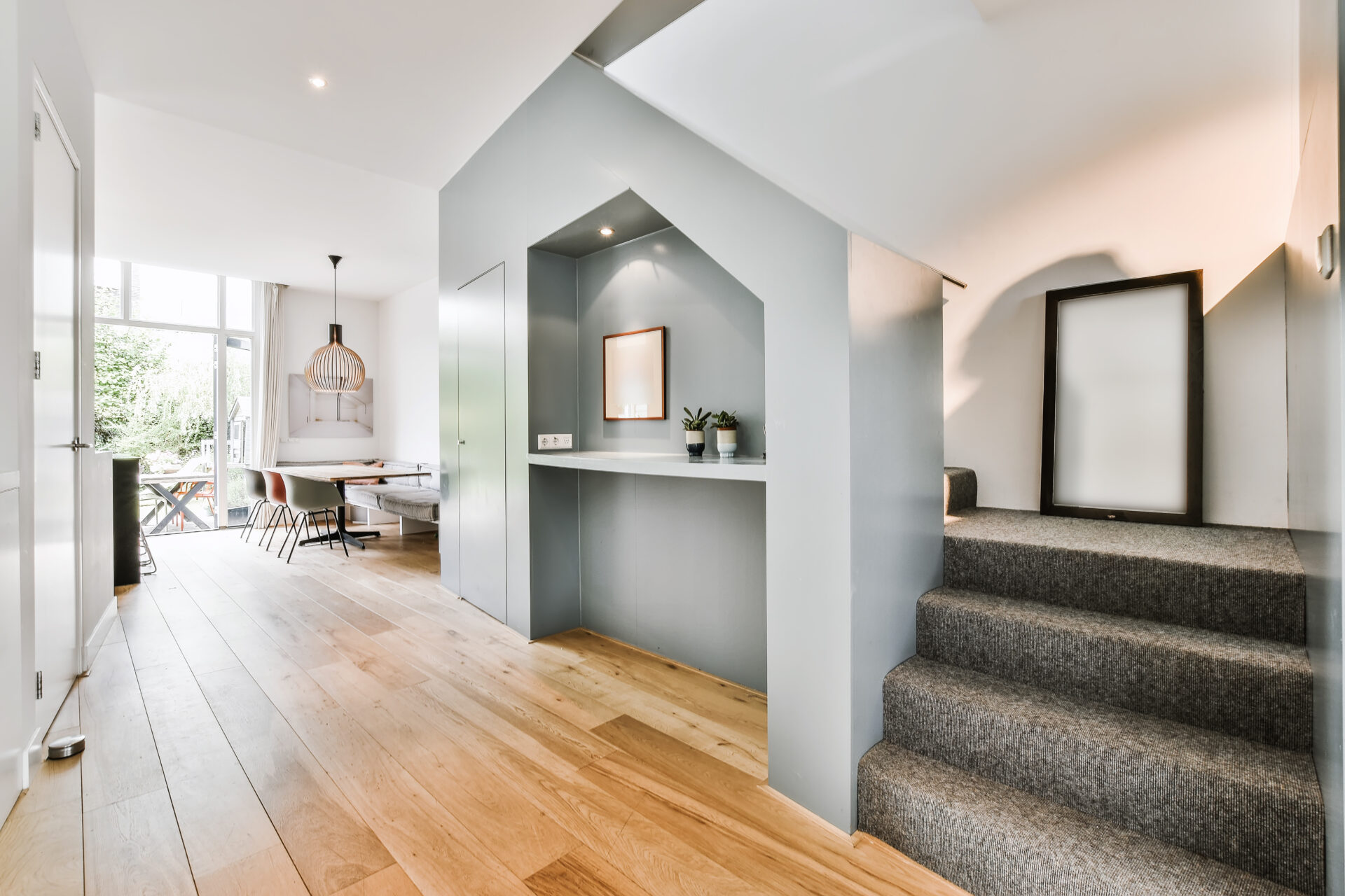 Interior of stylish hallway in luxury house